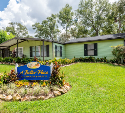 Clubhouse with sign