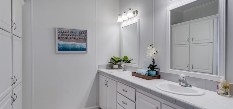 Ample storage in master bath